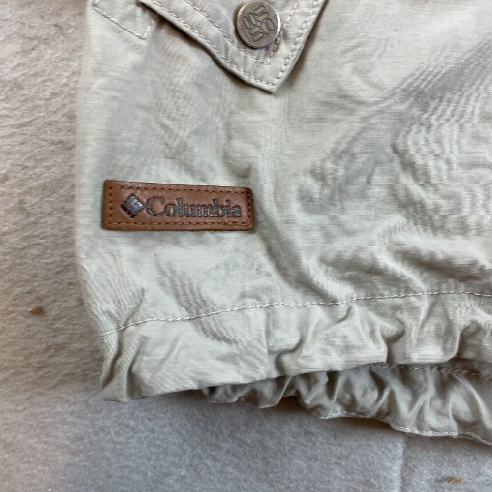 Columbia Womens Hiking Long Rain Jacket Sz XS Khaki Beige Zip Hood Cinch - Picture 2 of 16